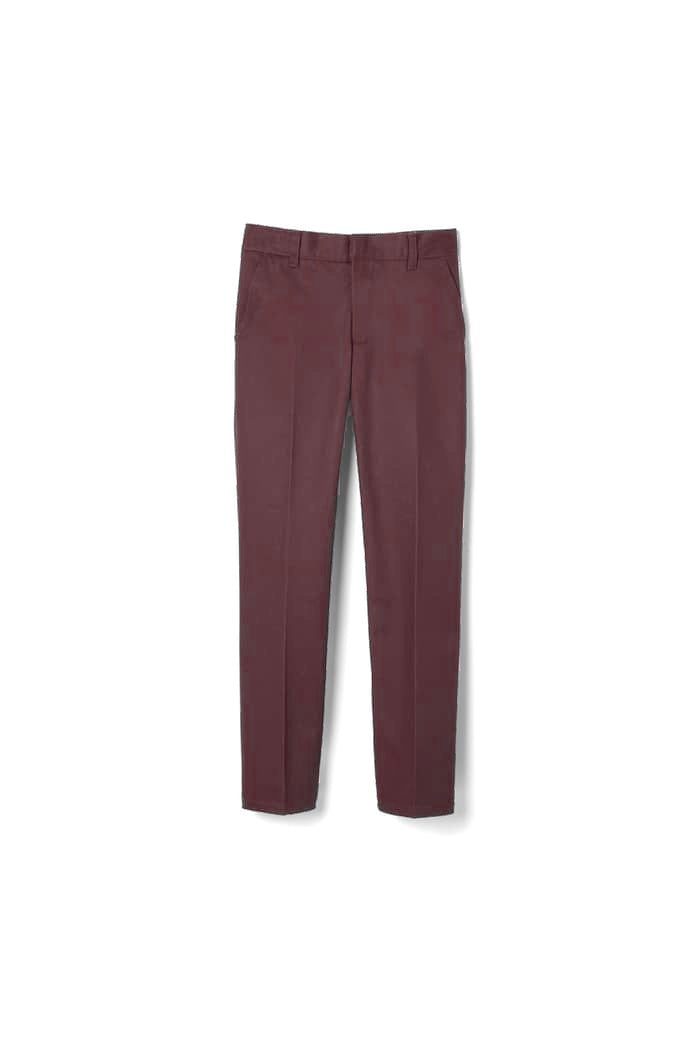 French Toast - Green, Burgundy, Gray Flat Front Double Knee Pant