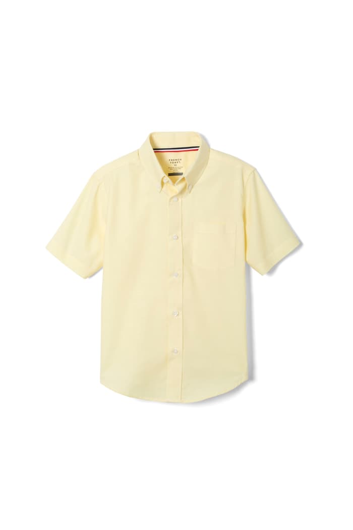 French Toast Short Sleeve Oxford Shirt Sizes White, light Blue, & yellow (2T-20)